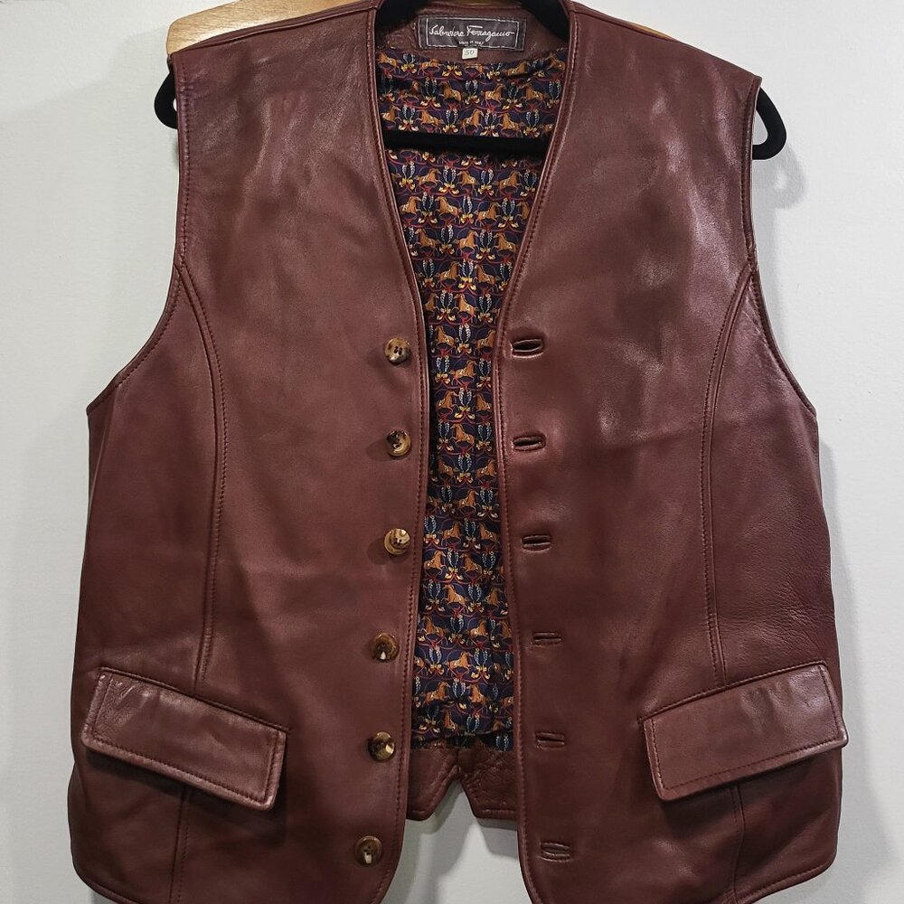 Salvatore Ferragamo Leather Vest Size 50